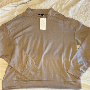 Elegant Beige Crew Neck Top and Bottom Set